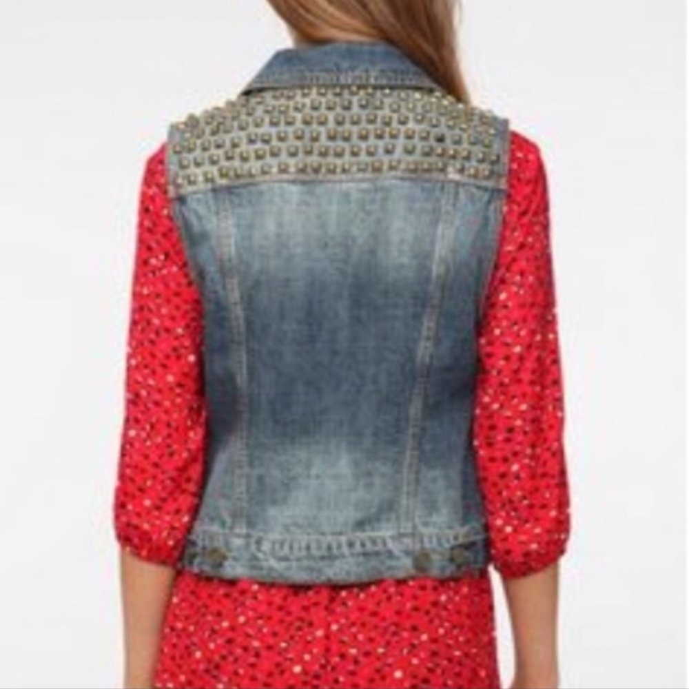 BDG‎ Urban Outfitters Womens Studded Denim Vest Punk Rock Sleeveless Jacket S